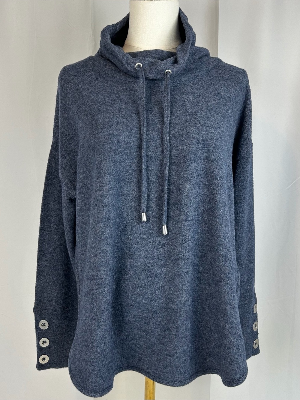 Ruby Rd. Soft Cowl Neck Sweater Blue Petite Medium